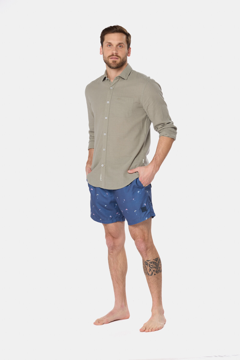 SHORT DE BAÑO ESTAMPADO Azul