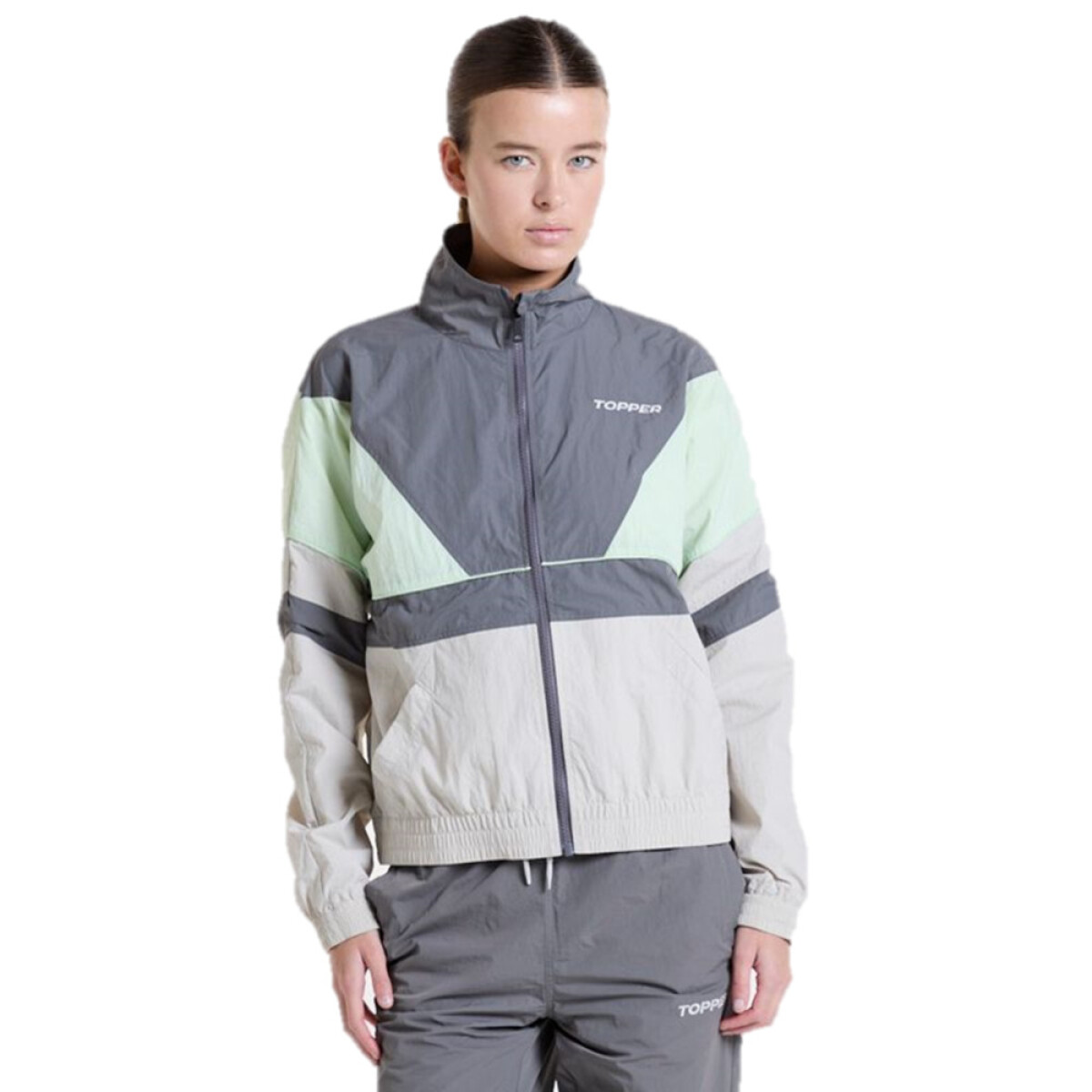 CAMPERA WMN 90S - COLOR BLOCK gris cit - BLOCK GRIS CIT 