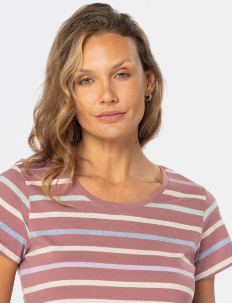 REMERA RAYADA Rosado
