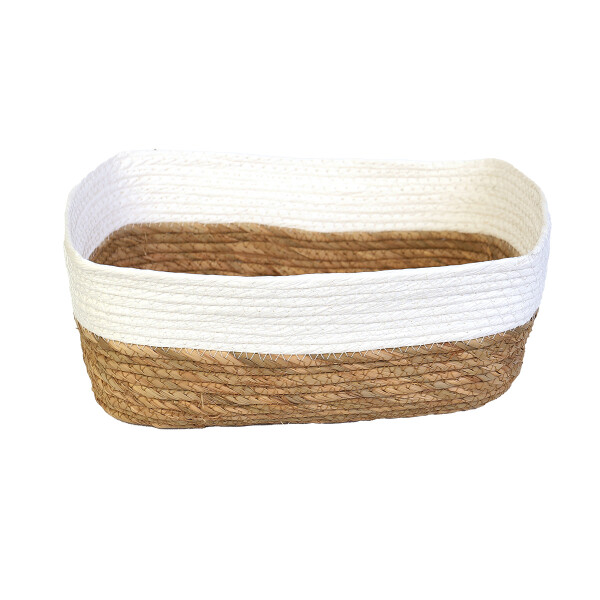 CESTO DE FIBRA NATURAL 32X26X12 CM BLANCO BLANCO