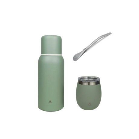 Kit matero verde, termo 750ml, mate y bombilla acero Sc