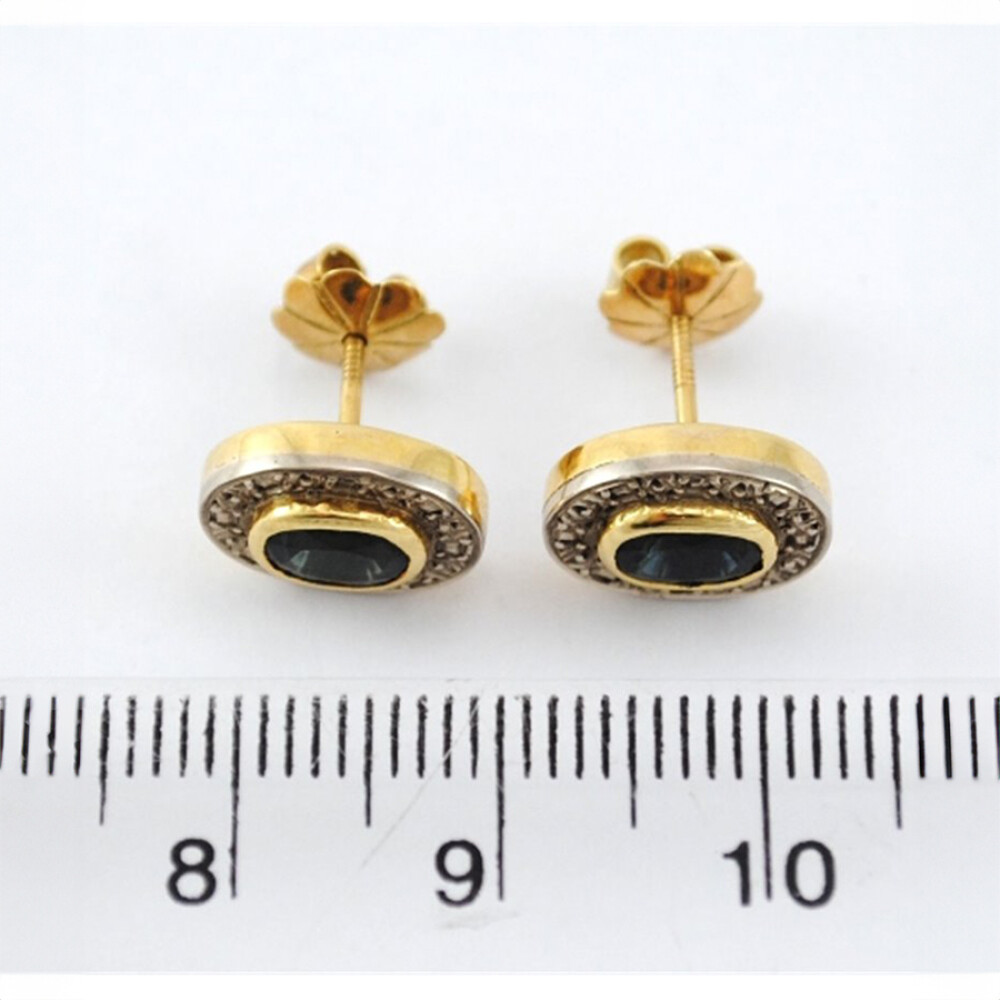 Caravanas Oro 18K Y Zafiro Caravanas Oro 18K Y Zafiro