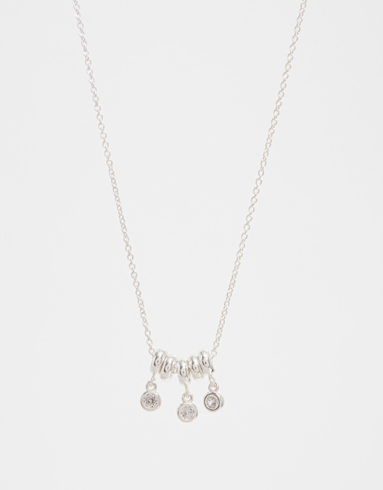 Cadena Corta con Dije Strass Collar Con Dije De Cubic Zirconia - Plateado