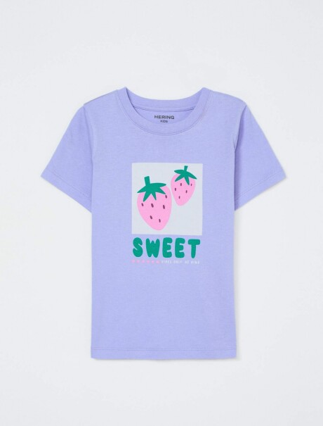 CAMISETA INFANTIL CON ESTAMPA VIOLETA