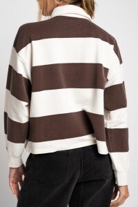 Sweater Polo Rayado Marron