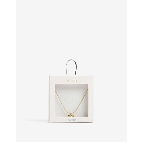 Collar De Acero Con Cubic Dorado