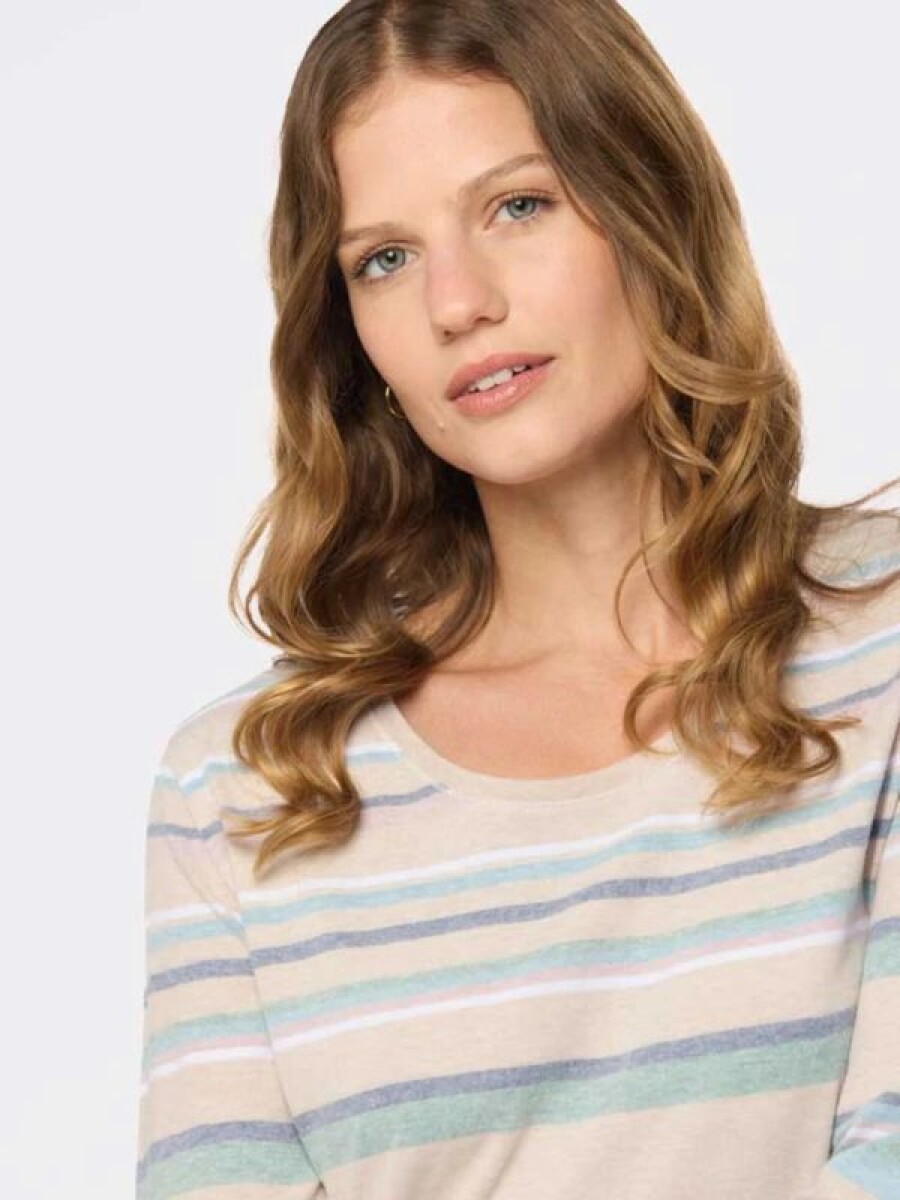 Remera Dama Rayada Legacy - Beige 