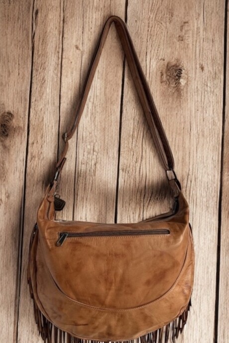Cartera NIMA Con Flecos Línea Ottenta Arte Turquesa Pintado A Mano