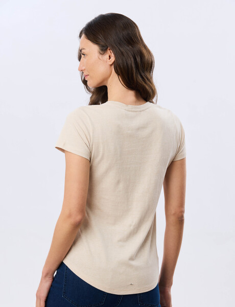 REMERA BORDADA DE ALGODÓN Beige