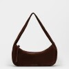 Cartera al hombro Nicky en cuero gamuza Chocolate