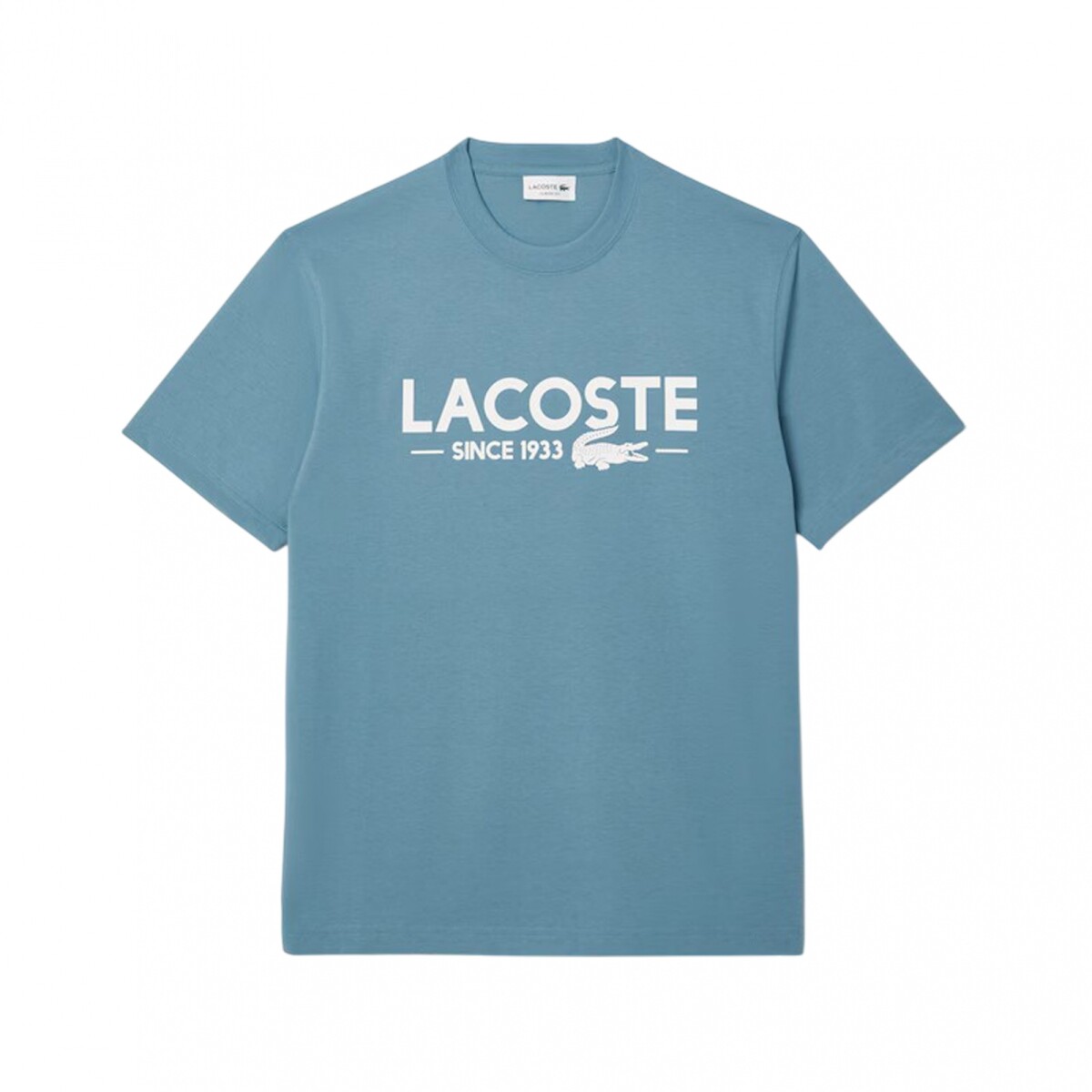 REMERA LACOSTE CUELLO REDONDO C/ESTAMPA - CELESTE 