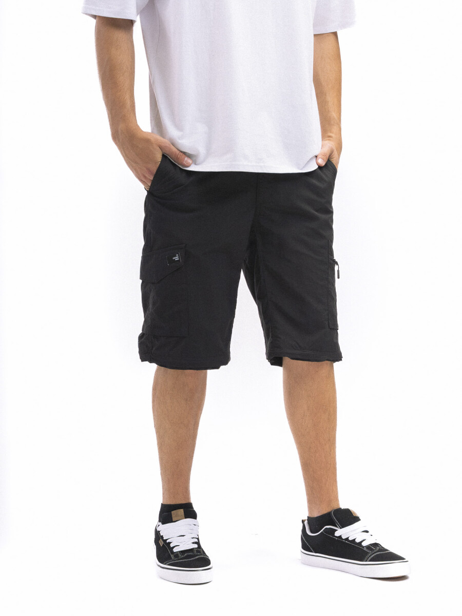 Bermuda Track con Spandex - Negro 