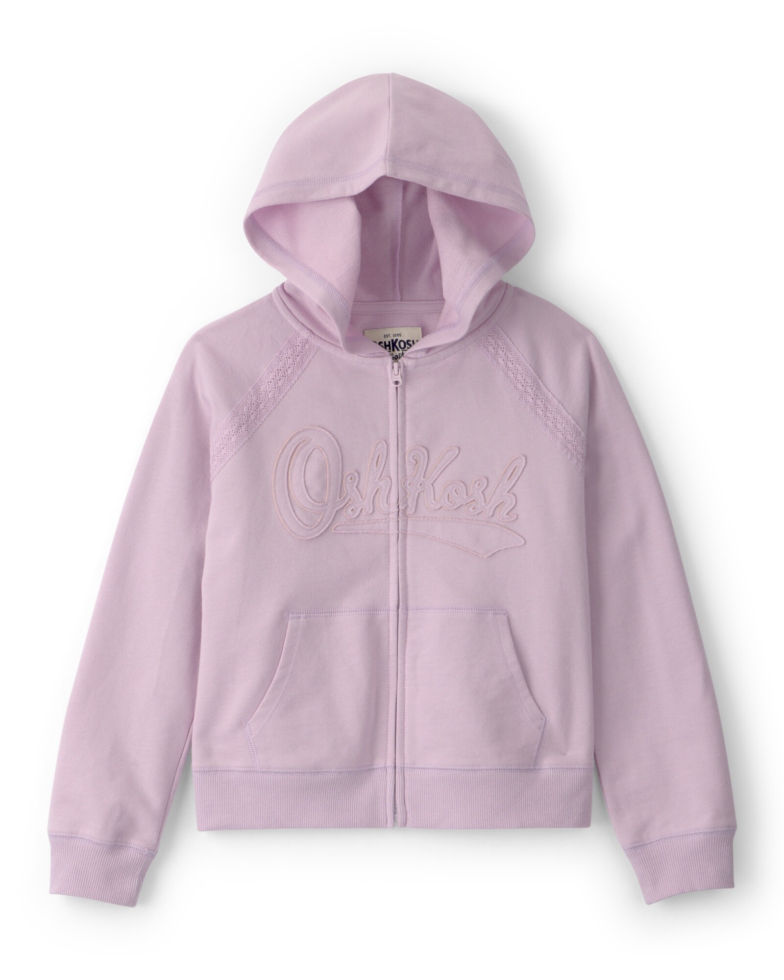 Campera de algodón, lila, con capucha y logo Sin color
