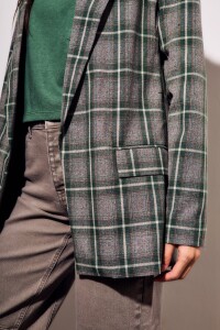 Blazer A Cuadros Oliva