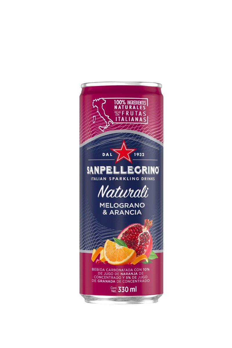 Agua saborizada SANPELLEGRINO Melograno & Arancia LT 330ml. pack x4 unidades 