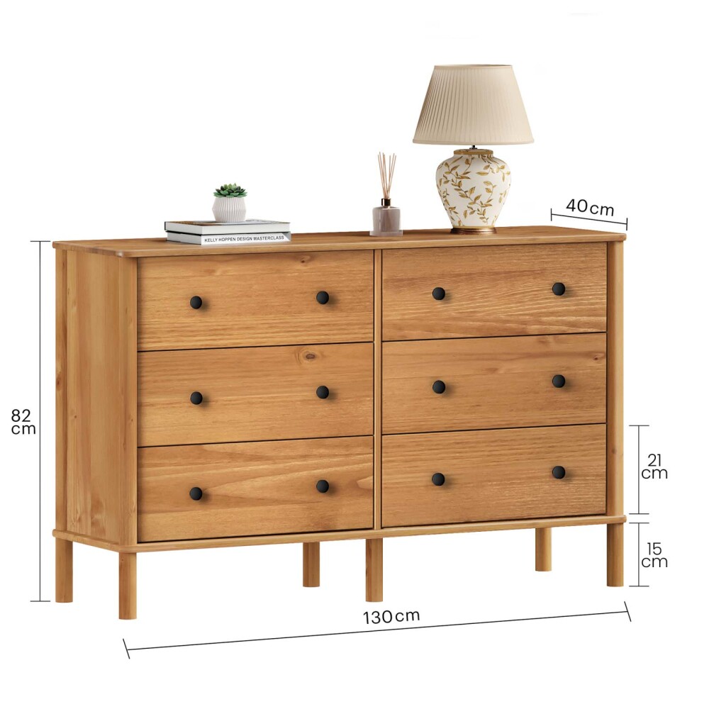 COMODA 6 CAJONES MADERA NATURAL-BEIGE CURAZAO