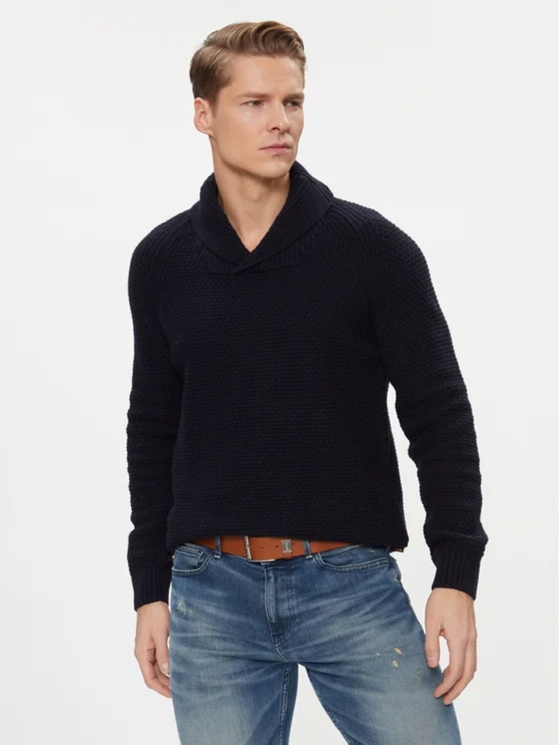 Hugo Boss -Buzo tejido con cuello, regular fit , AMADO 0