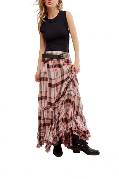 FALDA MAXI PLAID Rojo
