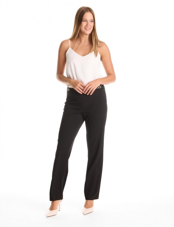 Pantalon Recto & Apliques Dorados NEGRO