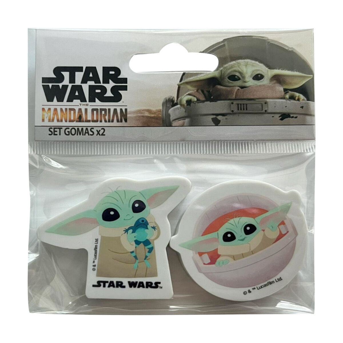 Pack x 2 Goma de Borrar Baby Yoda 4 cm - GRIS 