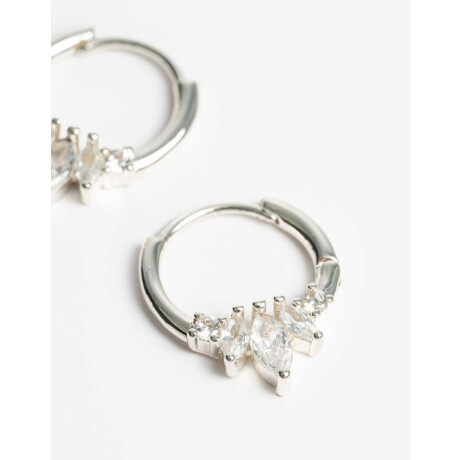 Argollas Con Cubic Zirconia Plateado