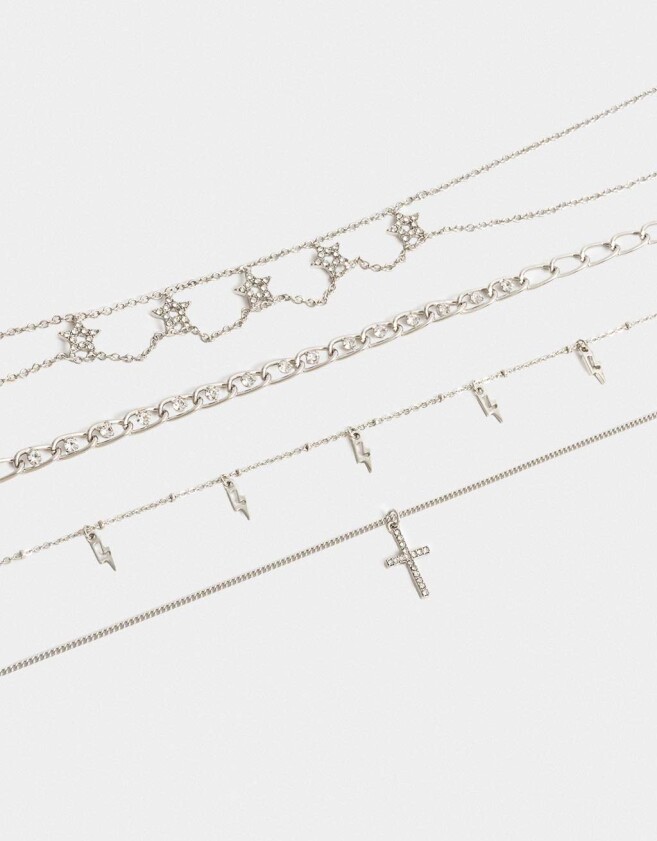 Collares Cortos Religioso Collar Corto Con Cruz - Plateado