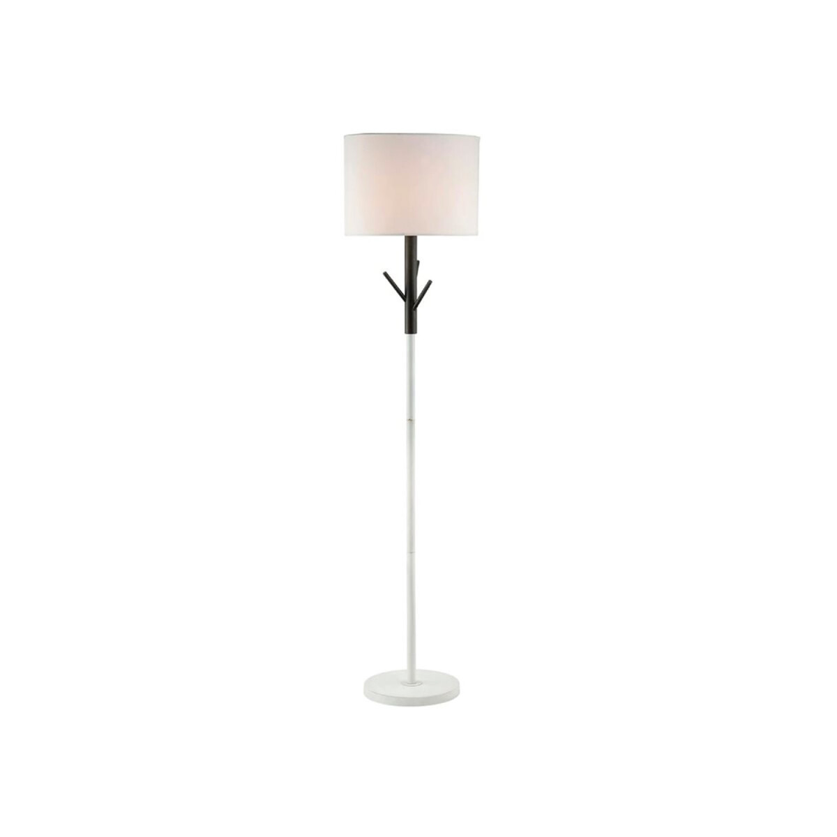 Lámpara De Pie Perchero Pantalla Tela Metal Moderna - Blanco 