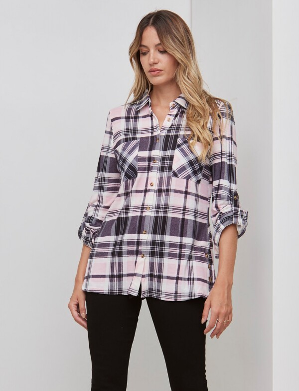 Camisa Soft Cuadros NEGRO/ROSA