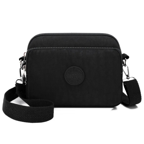 Bandolera dama de tela nylon con doble cierre Negro