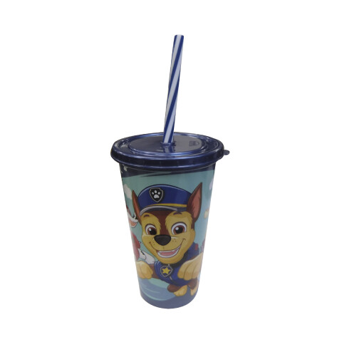 Vaso Plástico con Pajita Paw Patrol 500 ml AZUL