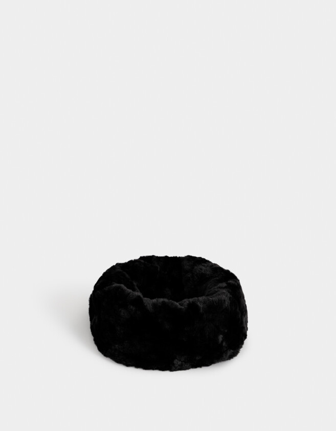 Cuellos Clasico Cuello Tejido Efecto Peluche - Negro