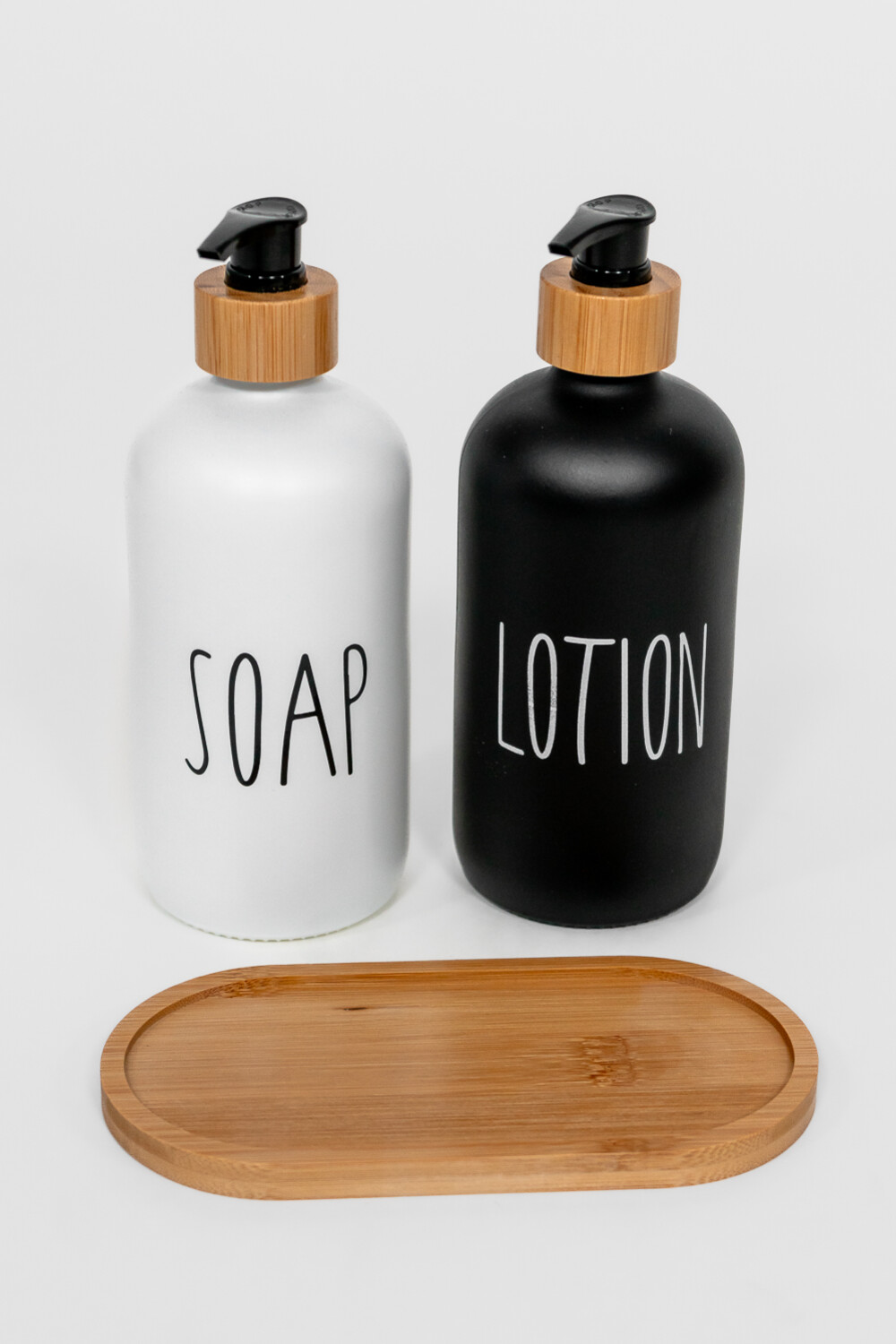 Organizador Set Jabón Y Loción, Con Bandeja De Bambú Estampado 1