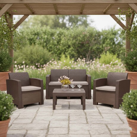 SET DE LIVING MARRÓN POLIPROPILENO TROPEA