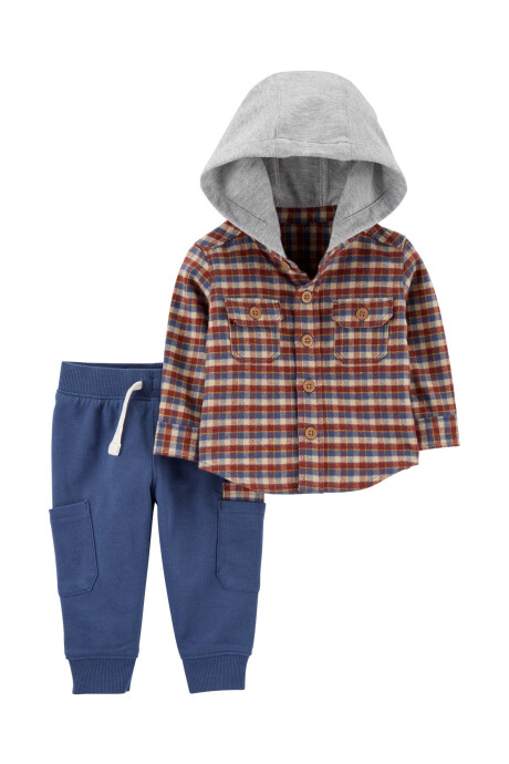 Set dos piezas pantalón y camisa con capucha, de algodón Sin color