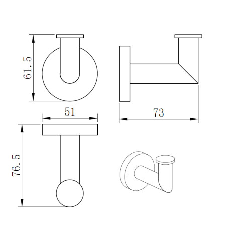 PERCHA CROMADA METALICA MODENA CROMO MATE DE BAÑO CROMO