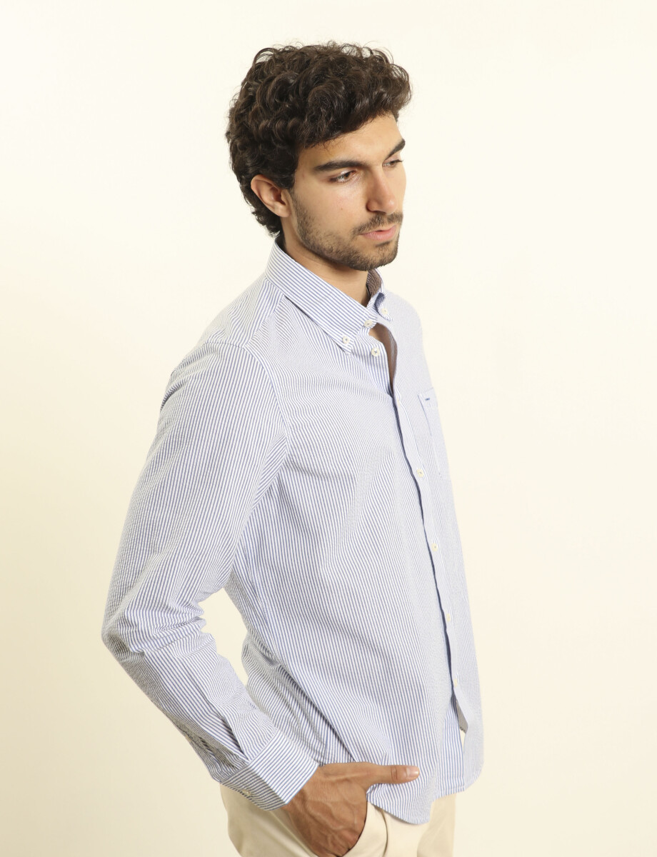 012571 CAMISA HARRINGTON LABEL Blanco/azul