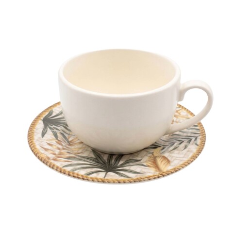 TAZA BCA C/PLATO HJA BEIGE COMB EUDORA P/TE 250ML Unica