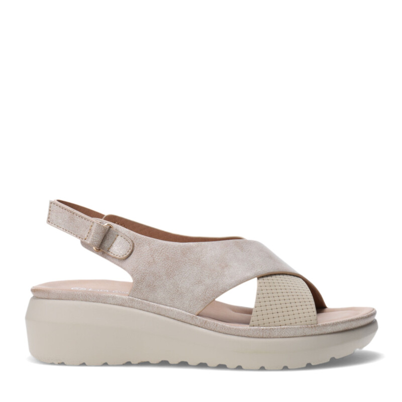 Sandalia de Mujer Lady Confort CAZENAC con tiras cruzadas Beige