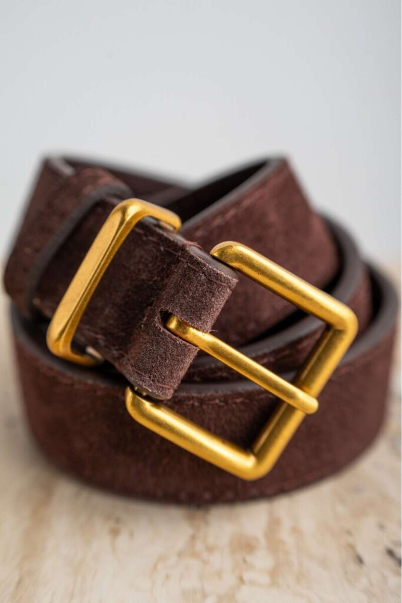 Cinto Cuero Hebilla Cuadrada - Berenjena 