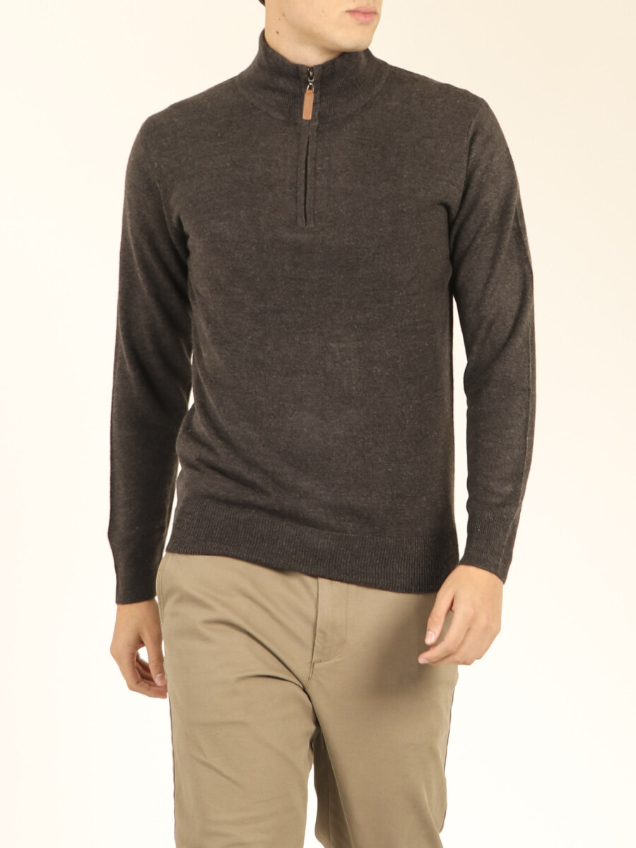 Sweater Medio Cierre Harrington Urban - Gris Oscuro Melange 