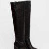 Bota Caña Alta Onassis En Cuero Graneado Negro