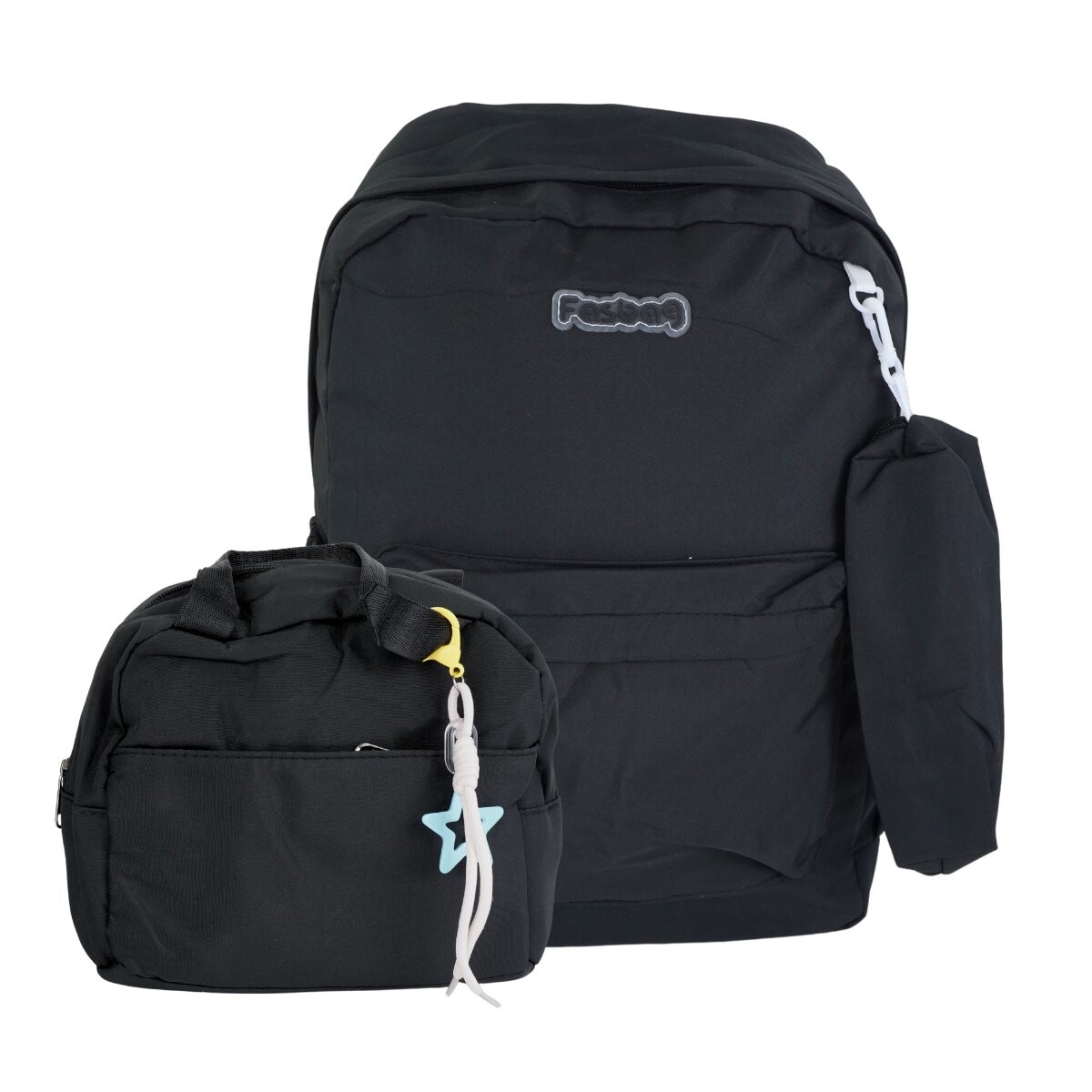 Mochila lisa con lunchera y cartuchera 