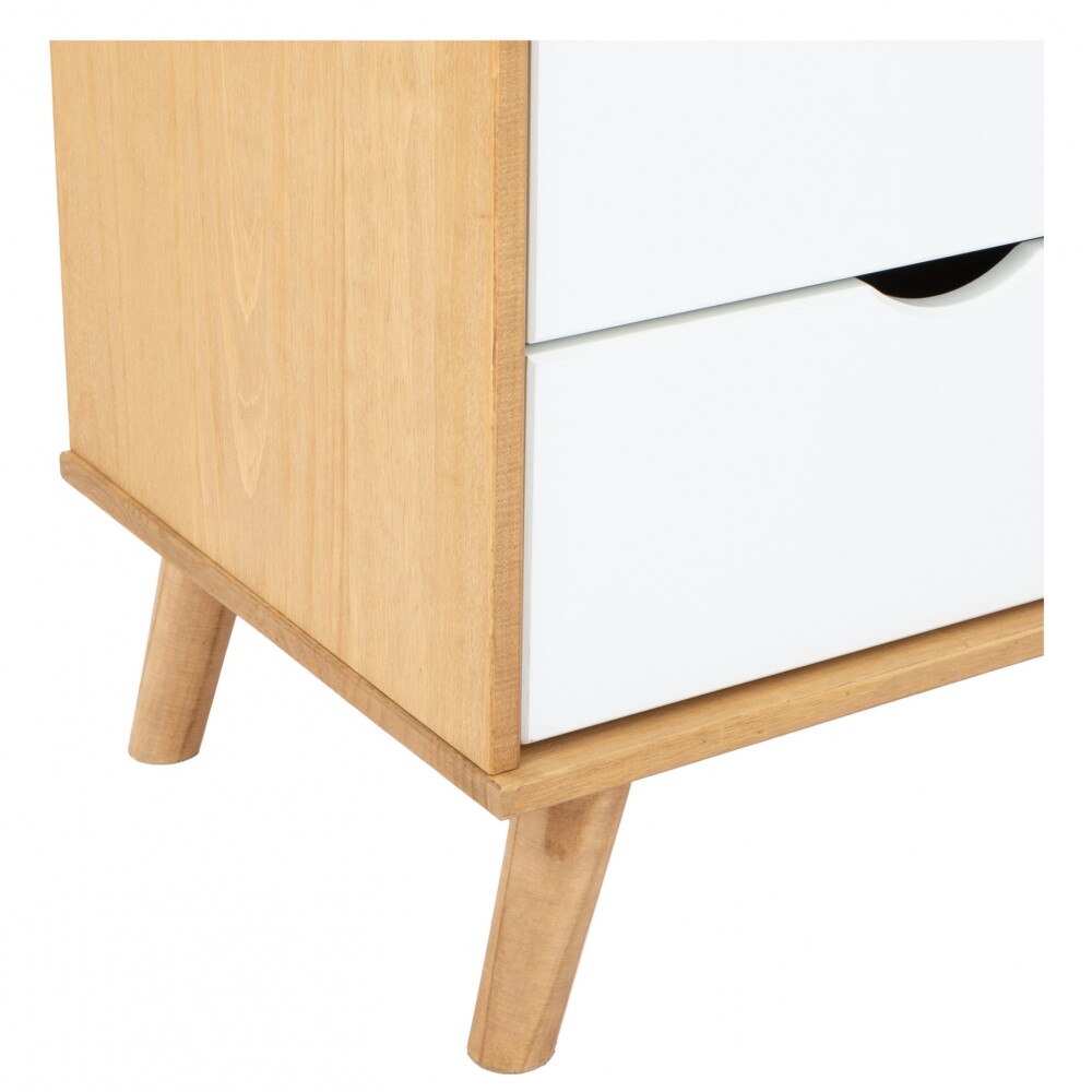 Mesa De Luz 2 Cajones Nicho - Linea Dublin - Blanco Blanco