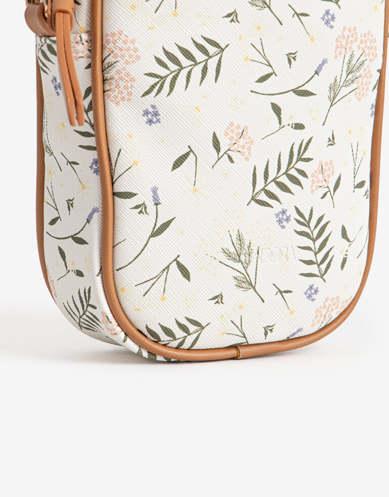 Complemento Marroquinería Porta Celular Con Bolsillo Delantero - Estampado Flores