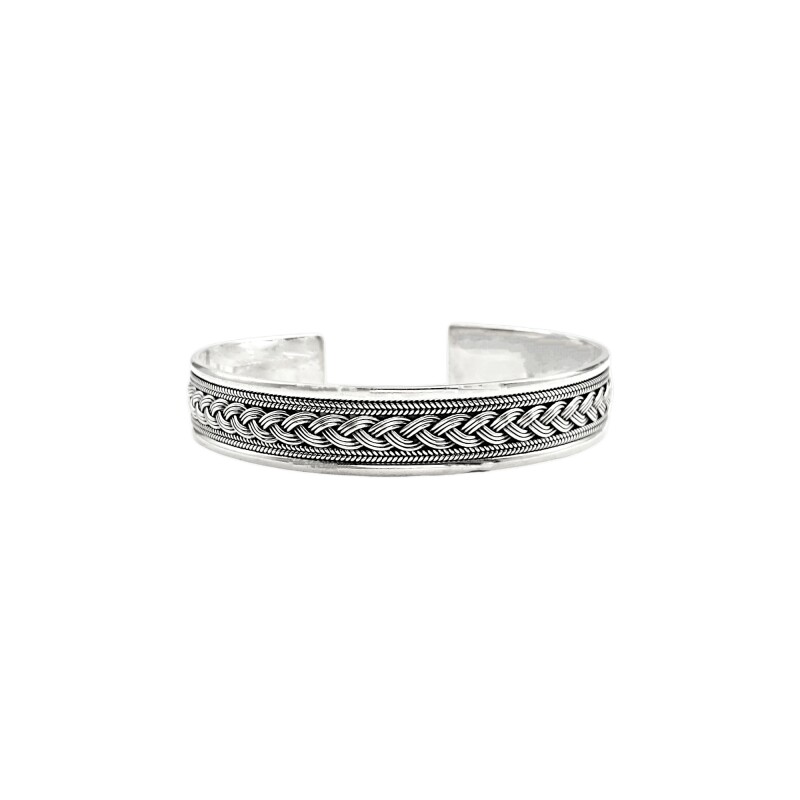 Brazalete trenzado con borde-Plata 925-Sin Piedra-BR3011 sinpiedra