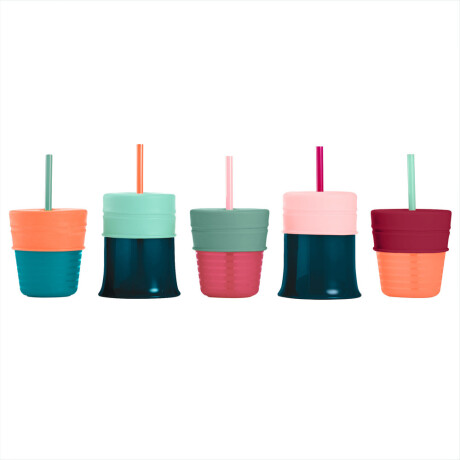 Vaso con tapas silicona y sorbitos 6pcs unisex