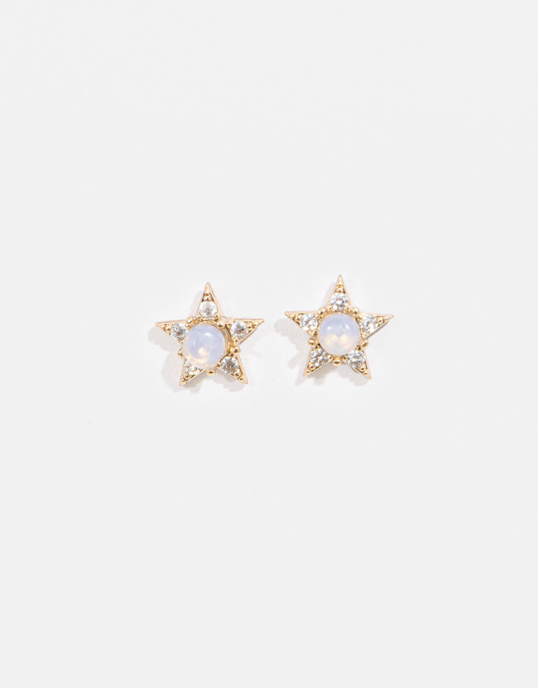 Aros Pasantes Strass Aros De Estrella Con Cubic - Dorado