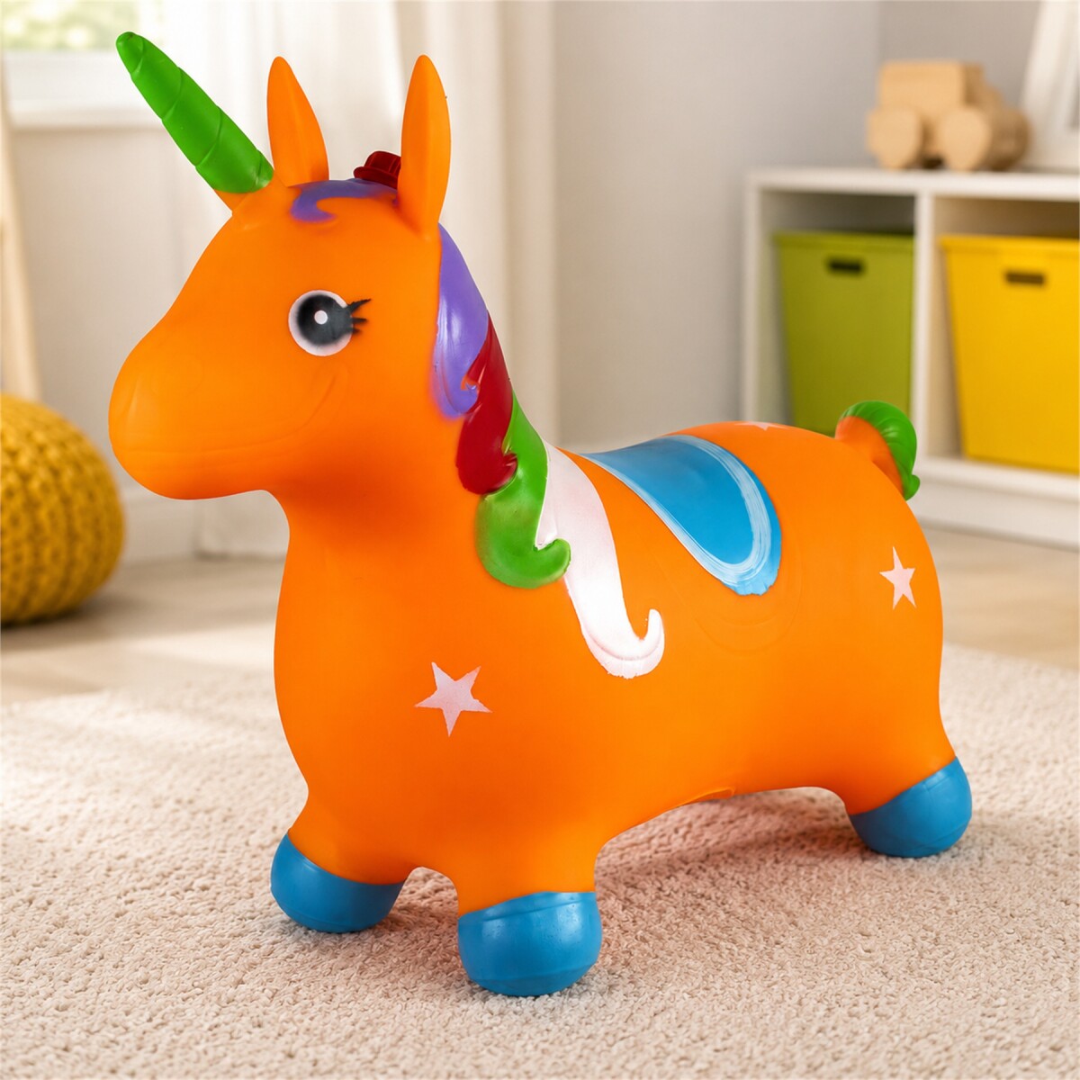 Unicornio Saltarín Inflable Infantil 58 x 55 cm - Naranja 