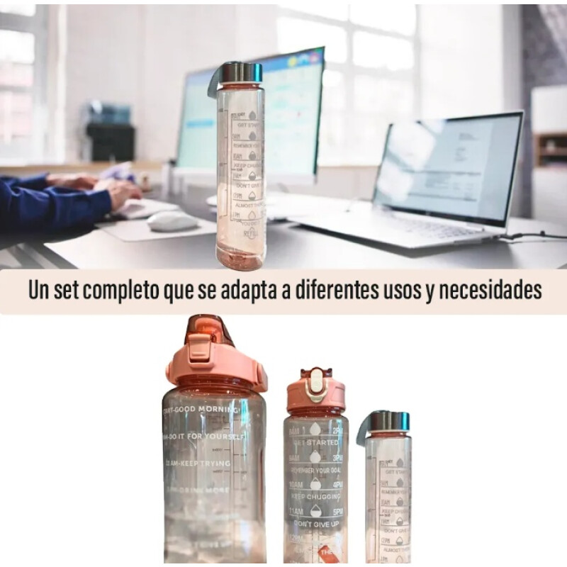 Set 3 Botellas Caramañola Deportivas Motivacionales Set 3 Botellas Caramañola Deportivas Motivacionales
