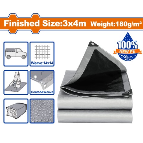 LONA USO RUDO REFORZADA 3X4MT 180G/M2 WADFOW WTQ8834 GRIS